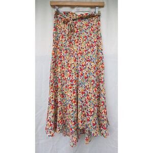 T Tahari Womens Colorful Floral Maxi Skirt Sz 8 Viscose Flowy Hi Low NWT